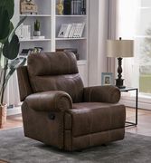 Glider recliner in faux brown suede fabric by Coaster additional picture 12