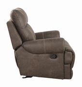 Glider recliner in faux brown suede fabric by Coaster additional picture 5
