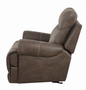 Glider recliner in faux brown suede fabric by Coaster additional picture 6