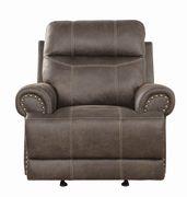 Glider recliner in faux brown suede fabric by Coaster additional picture 8