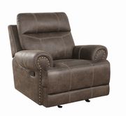 Glider recliner in faux brown suede fabric by Coaster additional picture 10