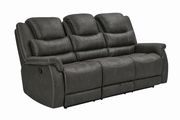 Gray coated microfiber recliner motion sofa by Coaster additional picture 11