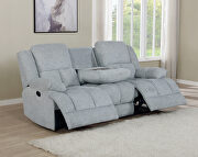 Motion sofa upholstered in gray performance fabric additional photo 3 of 15