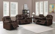 Reclining sofa in deep brown chocolate leather by Coaster additional picture 2
