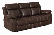 Reclining sofa in deep brown chocolate leather by Coaster additional picture 11