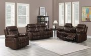 Reclining sofa in deep brown chocolate leather by Coaster additional picture 3