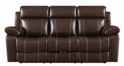 Reclining sofa in deep brown chocolate leather by Coaster additional picture 7