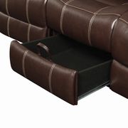 Reclining sofa in deep brown chocolate leather by Coaster additional picture 10