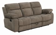 Reclining sofa in sand brown microfiber by Coaster additional picture 10