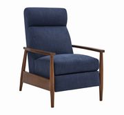 Push back navy blue fabric recliner chair by Coaster additional picture 6