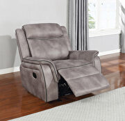 Motion sofa upholstered in taupe performance-grade coated microfiber additional photo 5 of 9
