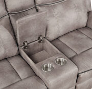Motion sofa upholstered in taupe performance-grade coated microfiber by Coaster additional picture 6