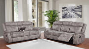 Motion sofa upholstered in taupe performance-grade coated microfiber by Coaster additional picture 9