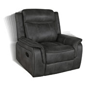 Motion sofa upholstered in charcoal performancegrade coated microfiber by Coaster additional picture 3