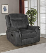 Motion sofa upholstered in charcoal performancegrade coated microfiber by Coaster additional picture 4