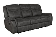Motion sofa upholstered in charcoal performancegrade coated microfiber by Coaster additional picture 6