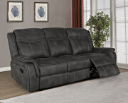 Motion sofa upholstered in charcoal performancegrade coated microfiber by Coaster additional picture 7