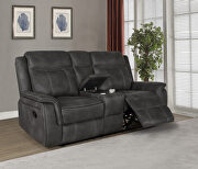 Motion sofa upholstered in charcoal performancegrade coated microfiber by Coaster additional picture 9