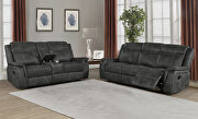 Motion sofa upholstered in charcoal performancegrade coated microfiber by Coaster additional picture 10