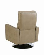 Swivel push-back recliner in taupe leather by Coaster additional picture 2