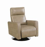 Swivel push-back recliner in taupe leather by Coaster additional picture 7