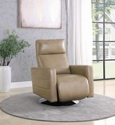 Swivel push-back recliner in taupe leather by Coaster additional picture 8