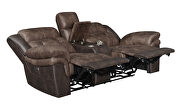Motion sofa upholstered in chocolate and dark brown exterior by Coaster additional picture 16