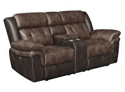 Motion sofa upholstered in chocolate and dark brown exterior by Coaster additional picture 17