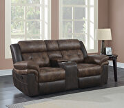 Motion sofa upholstered in chocolate and dark brown exterior additional photo 4 of 19