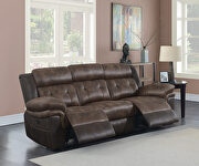 Motion sofa upholstered in chocolate and dark brown exterior by Coaster additional picture 7