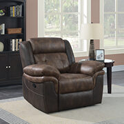 Recliner upholstered in chocolate and dark brown exterior by Coaster additional picture 2