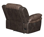 Recliner upholstered in chocolate and dark brown exterior by Coaster additional picture 7