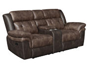 Motion loveseat upholstered in chocolate and dark brown exterior by Coaster additional picture 8