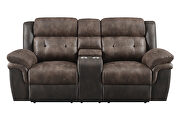 Motion loveseat upholstered in chocolate and dark brown exterior by Coaster additional picture 10