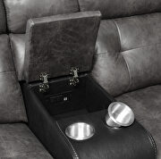 Motion sofa in charcoal with matching black exterior additional photo 5 of 19