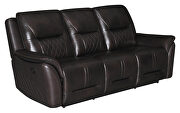 Dark brown finish genuine top grain leather upholstery motion sofa by Coaster additional picture 13