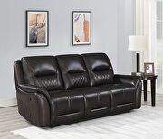 Dark brown finish genuine top grain leather upholstery motion sofa by Coaster additional picture 17