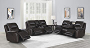 Dark brown finish genuine top grain leather upholstery motion sofa by Coaster additional picture 19