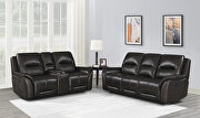 Dark brown finish genuine top grain leather upholstery motion sofa by Coaster additional picture 20