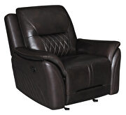 Dark brown finish genuine top grain leather upholstery glider recliner chair by Coaster additional picture 4