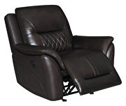 Dark brown finish genuine top grain leather upholstery glider recliner chair by Coaster additional picture 5