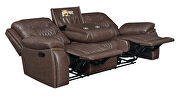 Motion sofa upholstered in brown performance-grade leatherette by Coaster additional picture 11