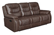 Motion sofa upholstered in brown performance-grade leatherette by Coaster additional picture 12