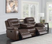 Motion sofa upholstered in brown performance-grade leatherette additional photo 5 of 16