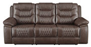 Motion sofa upholstered in brown performance-grade leatherette by Coaster additional picture 7