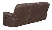 Motion sofa upholstered in brown performance-grade leatherette by Coaster additional picture 10
