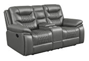 Motion sofa upholstered in gray performance-grade leatherette by Coaster additional picture 11