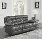 Motion sofa upholstered in gray performance-grade leatherette by Coaster additional picture 15