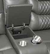 Motion sofa upholstered in gray performance-grade leatherette by Coaster additional picture 3