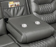 Motion sofa upholstered in gray performance-grade leatherette additional photo 4 of 14
